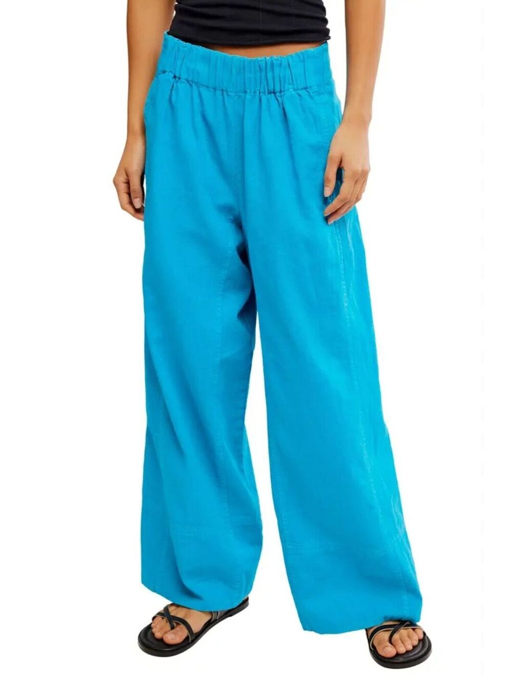 47.NWT|Sz.L |Free People Hawaiian Ocean Days End Linen Pant